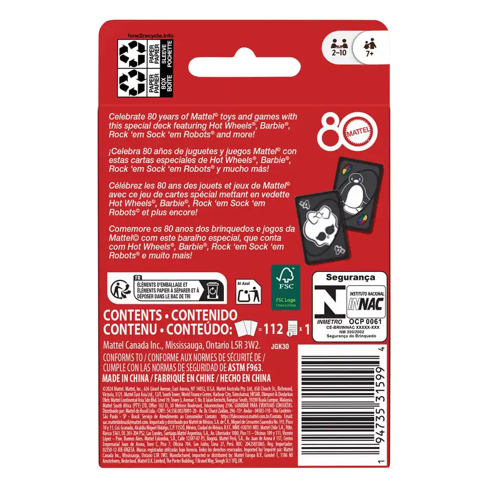 Mattel 80th Anniversary UNO kártyajáték Ruby Red termékfotó