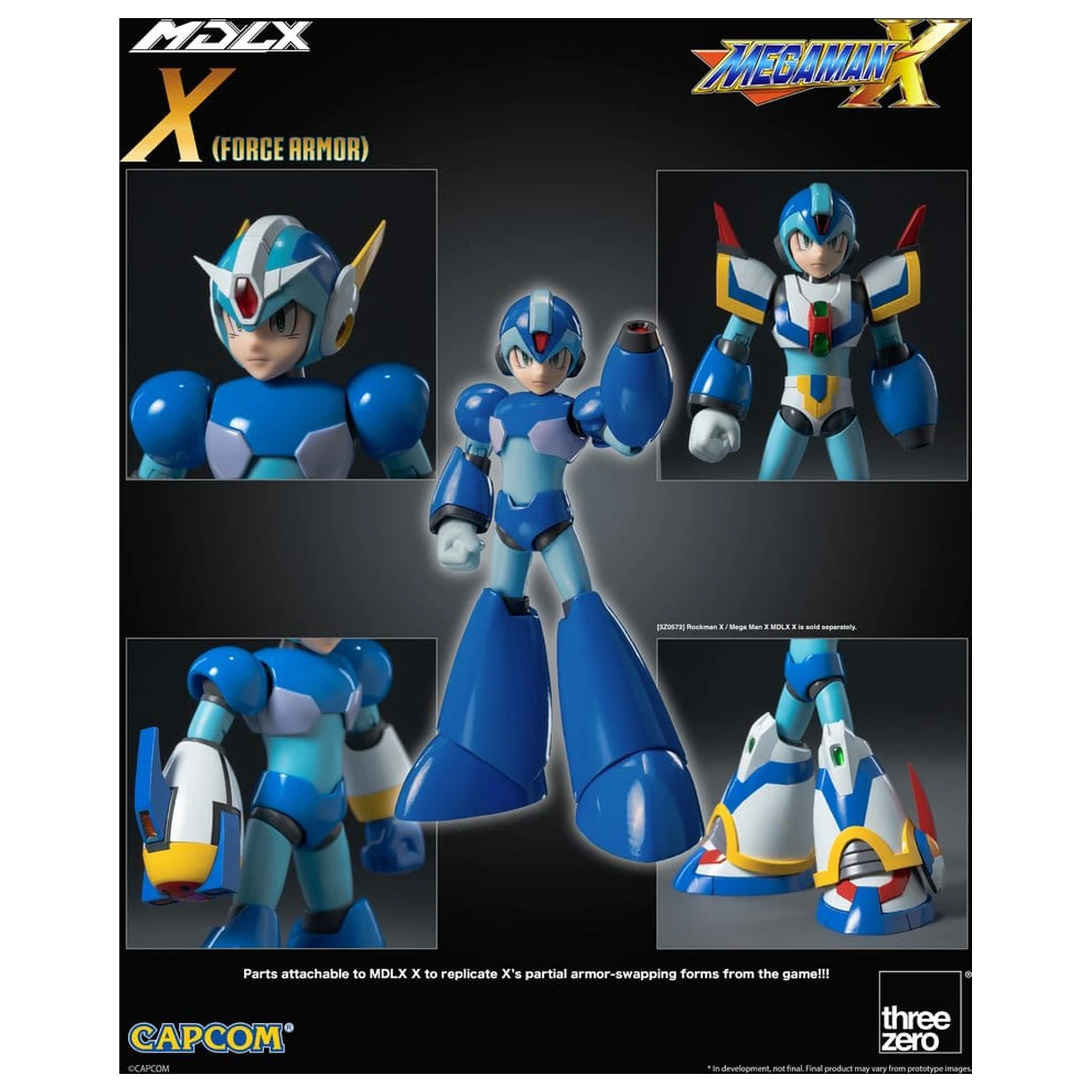 Mega Man X MDLX akciófigura Rockman / Mega Man Force Armor 12 cm termékfotó