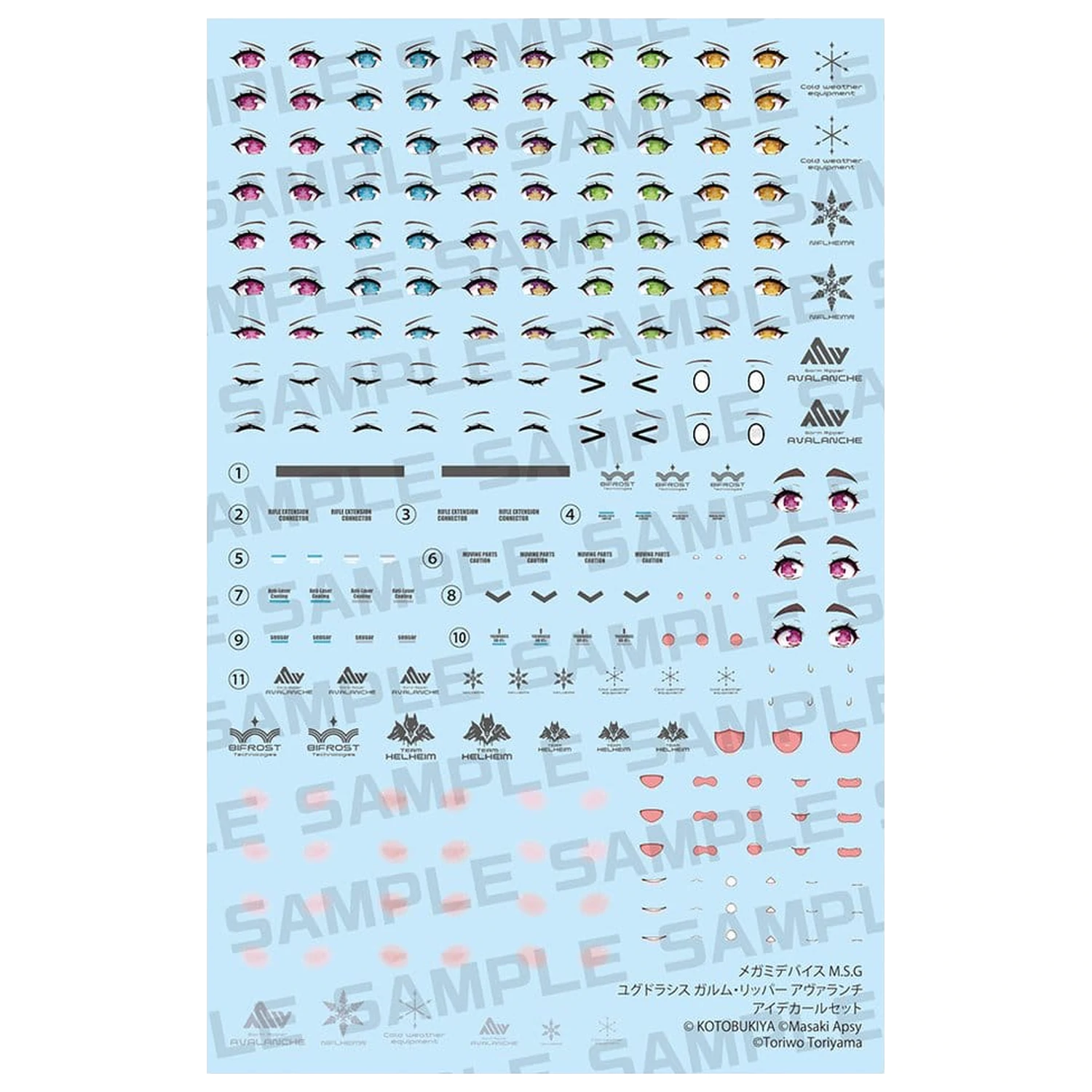 Megami Device M.S.G. Yggdrasis Garm Ripper Avalanche Eye Decal Set Műanyag modell készlet kiegészítő csomag termékfotó
