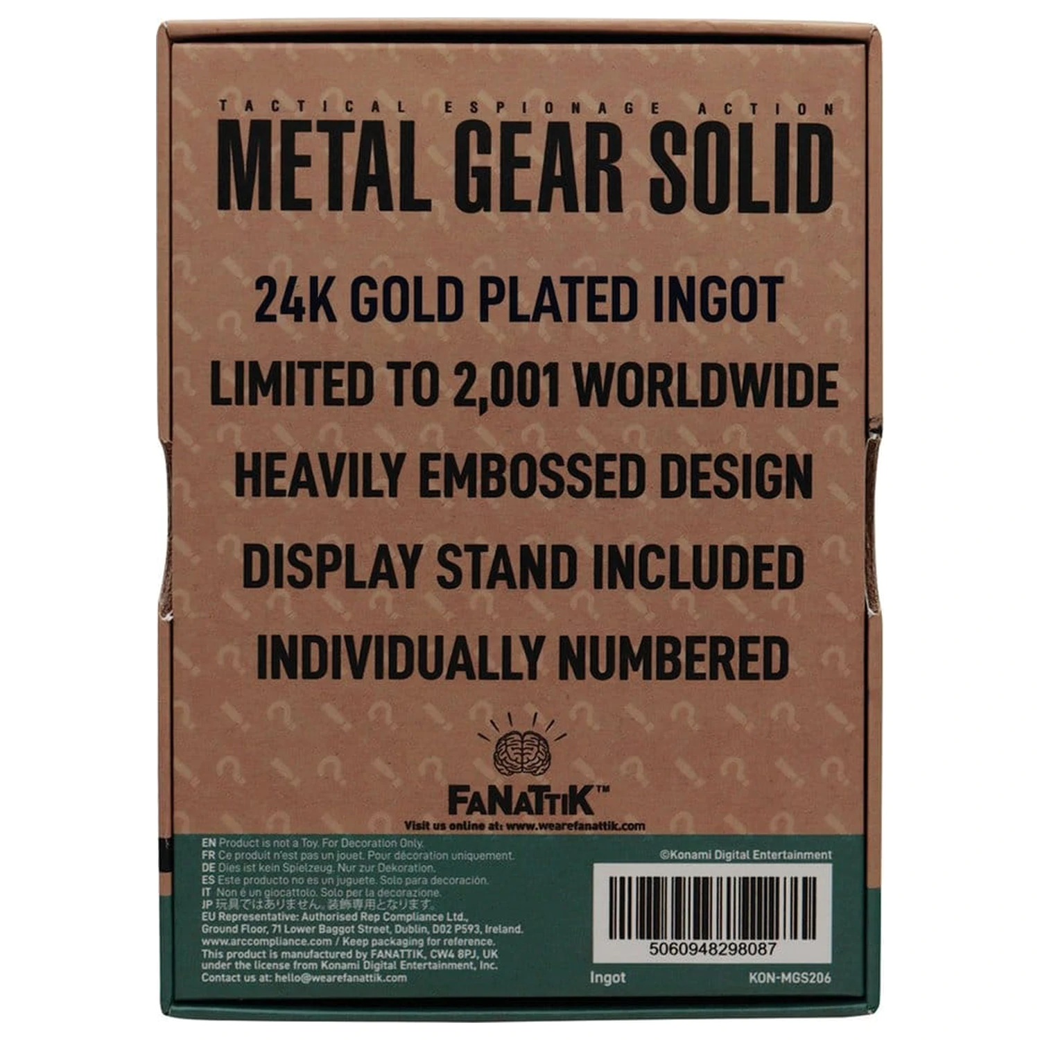 Metal Gear Solid 2 Ingot Raiden 24k aranyozott Limitált kiadás  termékfotó