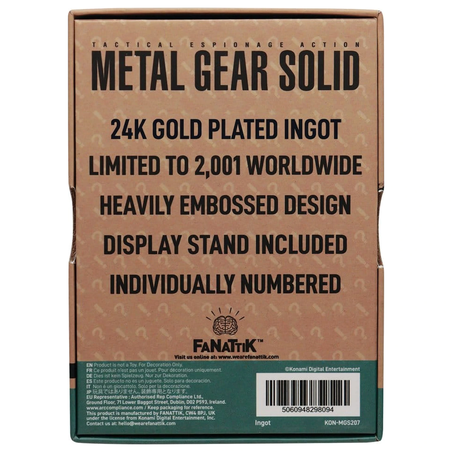 Metal Gear Solid 2 Ingot Snake 24k aranyozott Limitált kiadás  termékfotó