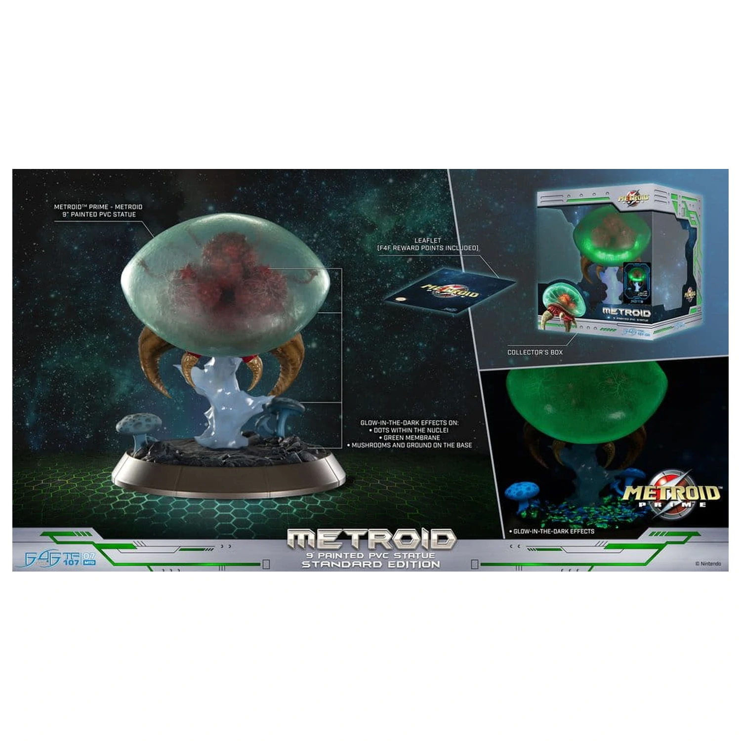 Metroid Prime PVC figura Metroid (Standard) (Glow in the Dark) 21 cm termékfotó