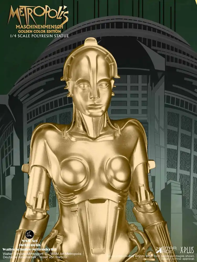 Metropolis 1/4 Maschinenmensch Metallic Gold szobor figura 40 cm termékfotó