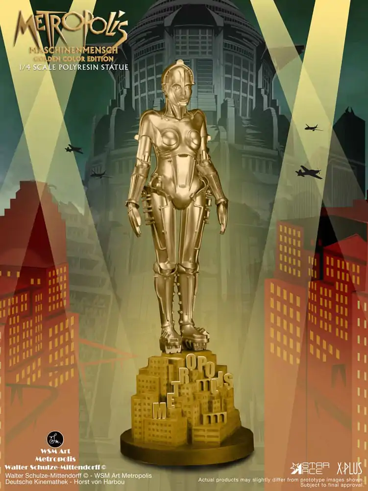 Metropolis 1/4 Maschinenmensch Metallic Gold szobor figura 40 cm termékfotó