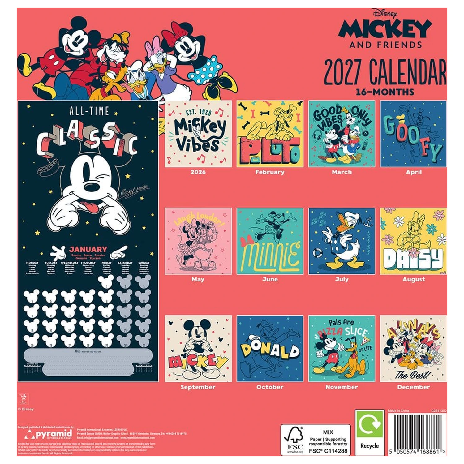 Mickey & Friends naptár 2027 30 x 30 cm termékfotó