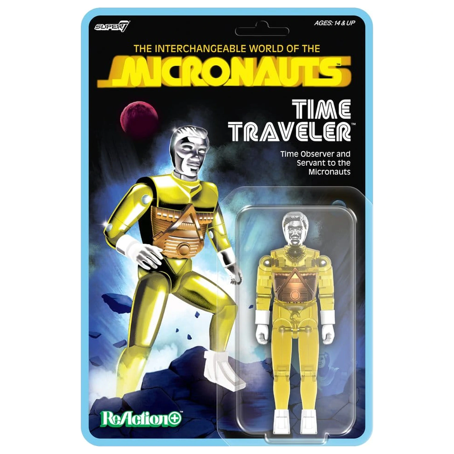 Micronauts ReAction+ akciófigura Wave 03 Time Traveler (Translucent Yellow) 10 cm   termékfotó