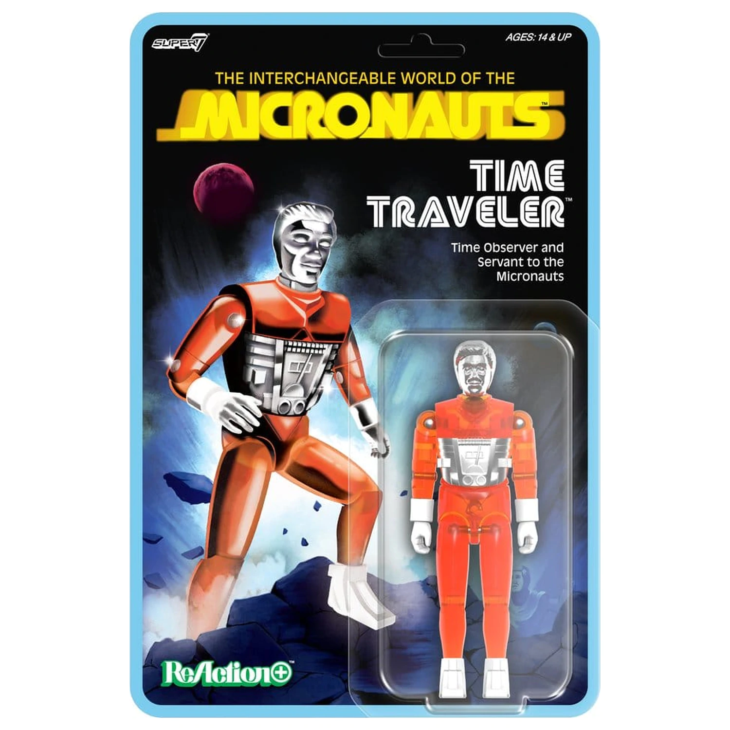 Micronauts ReAction+ akciófigura Wave 04 Time Traveler (Translucent Orange) termékfotó