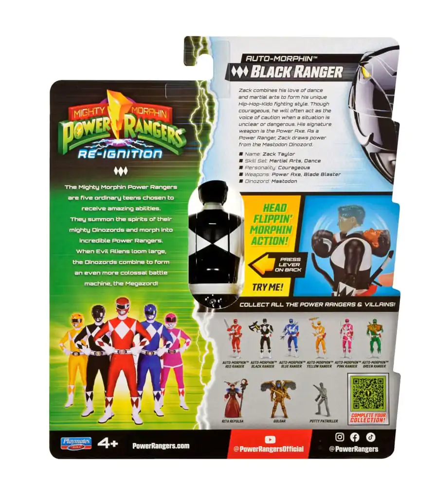 Mighty Morphin Power Rangers Auto-Morphin Black Ranger akciófigura 12 cm termékfotó