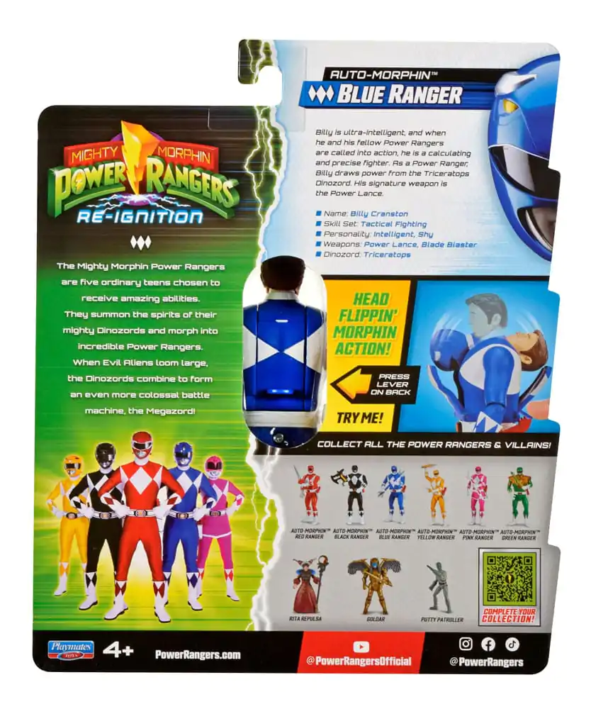 Mighty Morphin Power Rangers Auto-Morphin Blue Ranger akciófigura 12 cm termékfotó