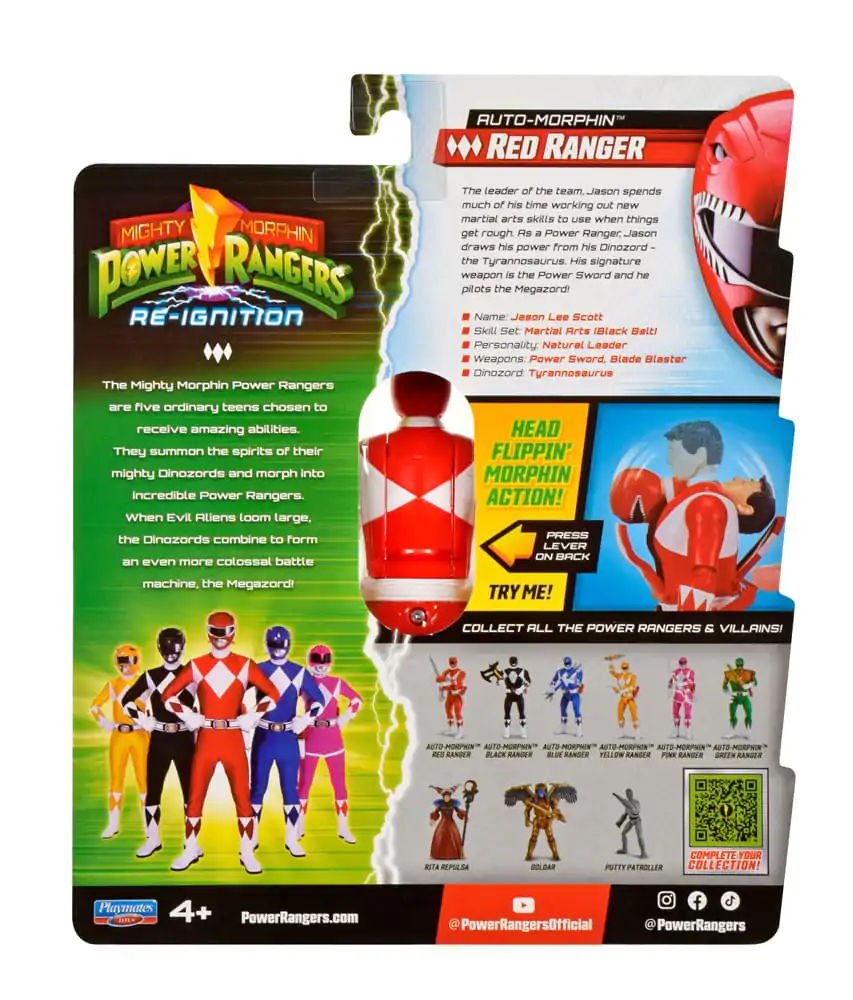 Mighty Morphin Power Rangers Auto-Morphin Red Ranger akciófigura 12 cm termékfotó