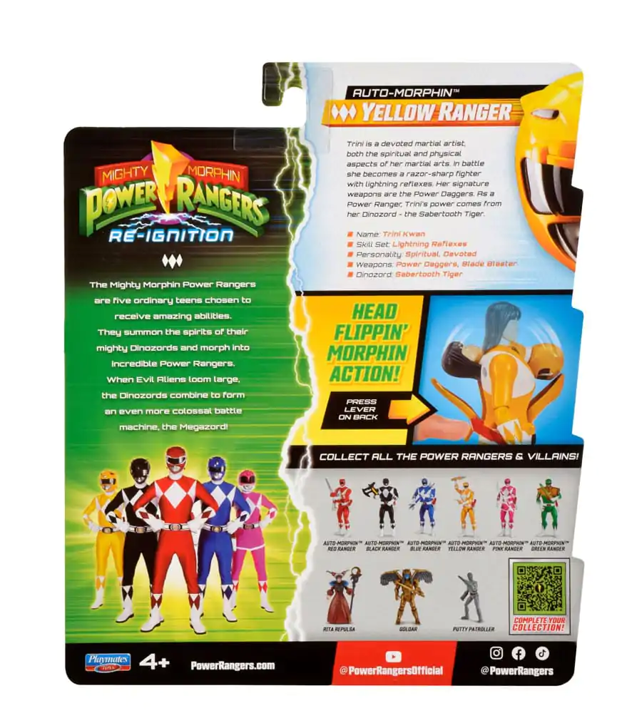 Mighty Morphin Power Rangers Auto-Morphin Yellow Ranger akciófigura 12 cm termékfotó