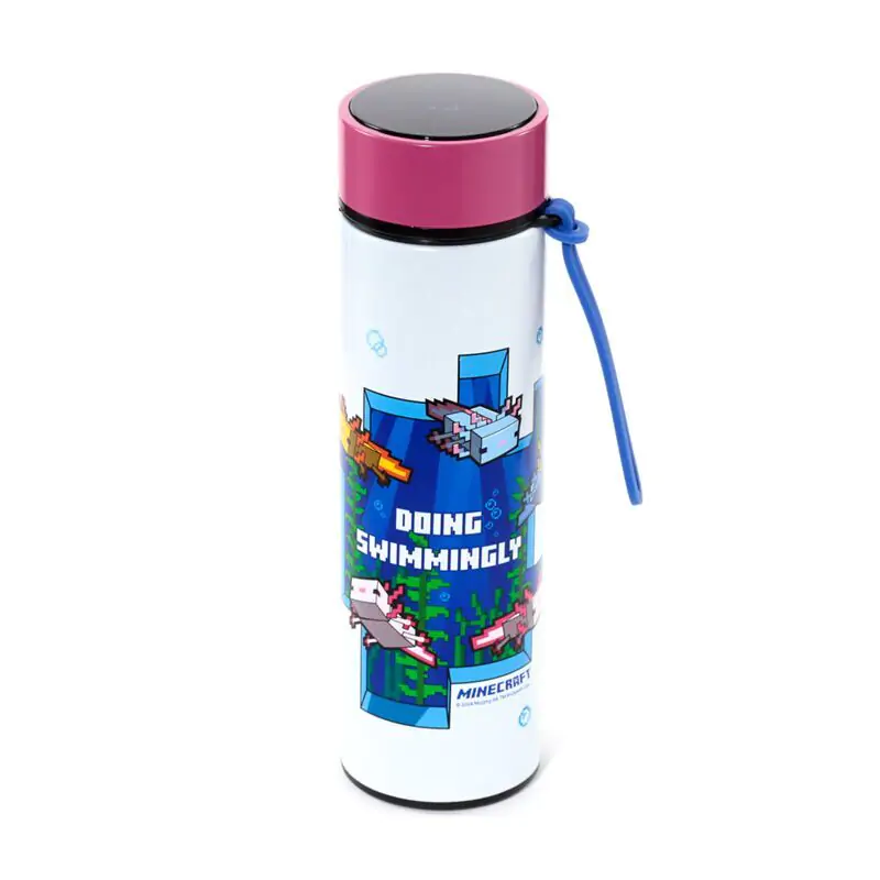 Minecraft Axolotl rozsdamentes acél palack kulacs termosz hőmérővel 450ml termékfotó