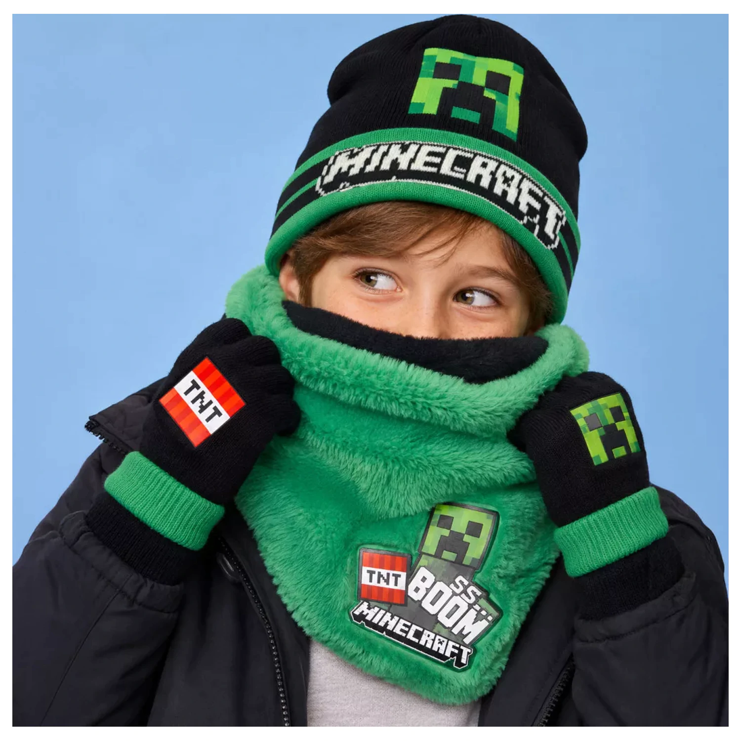 Minecraft Boom Deluxe gyerek sapka, sál és kesztyű szett  termékfotó