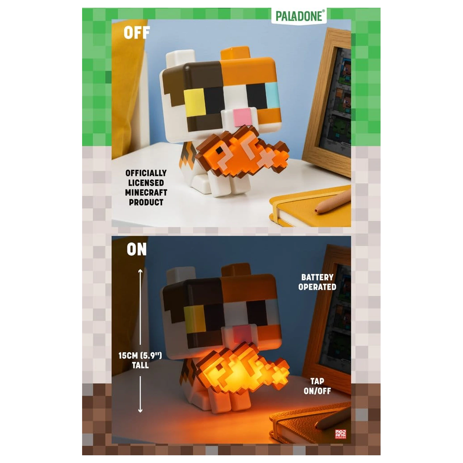 Minecraft GloBuddies Cat lámpa 15 cm termékfotó