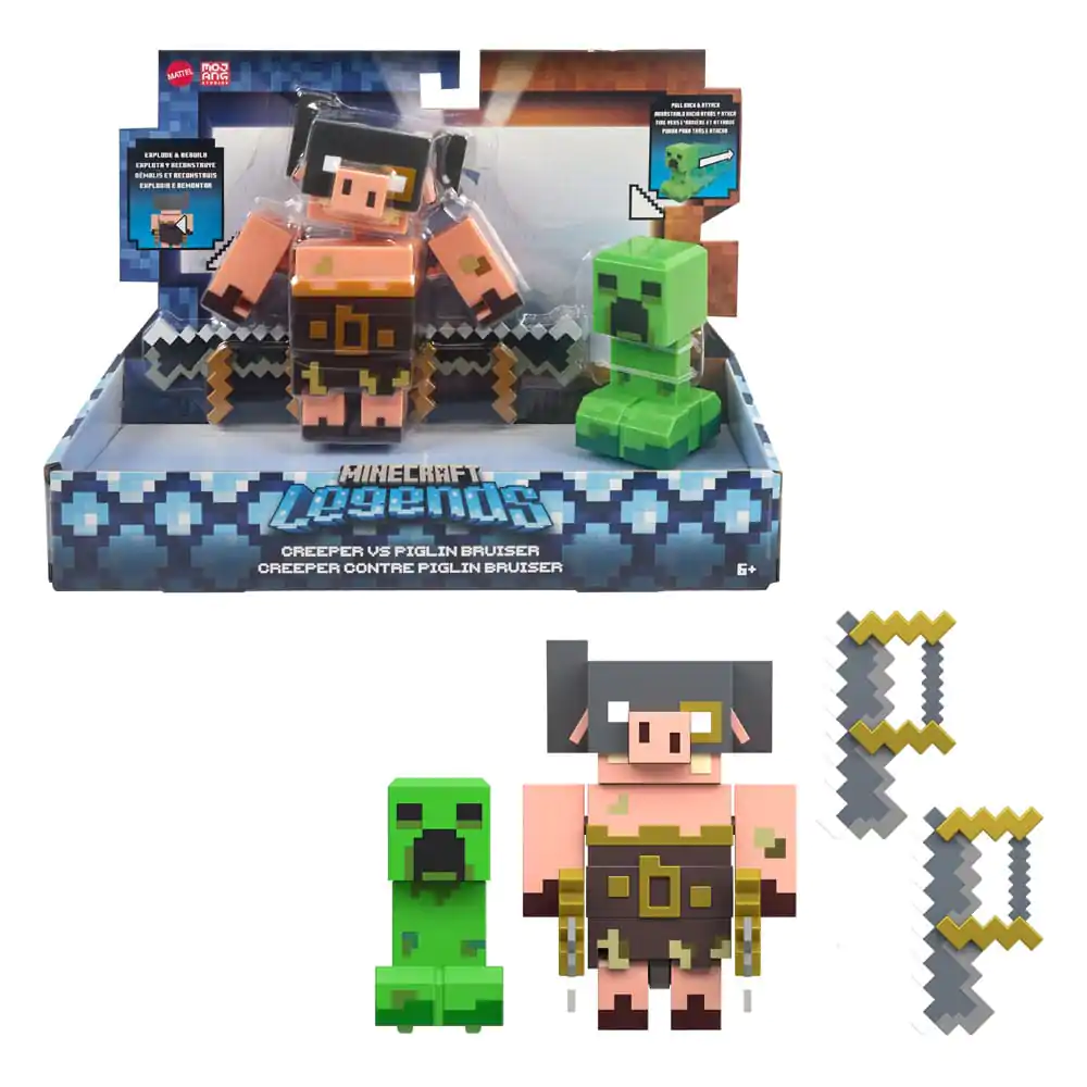 Minecraft Legends Creeper vs Piglin Bruiser 2 db-os akciófigura csomag 8 cm termékfotó