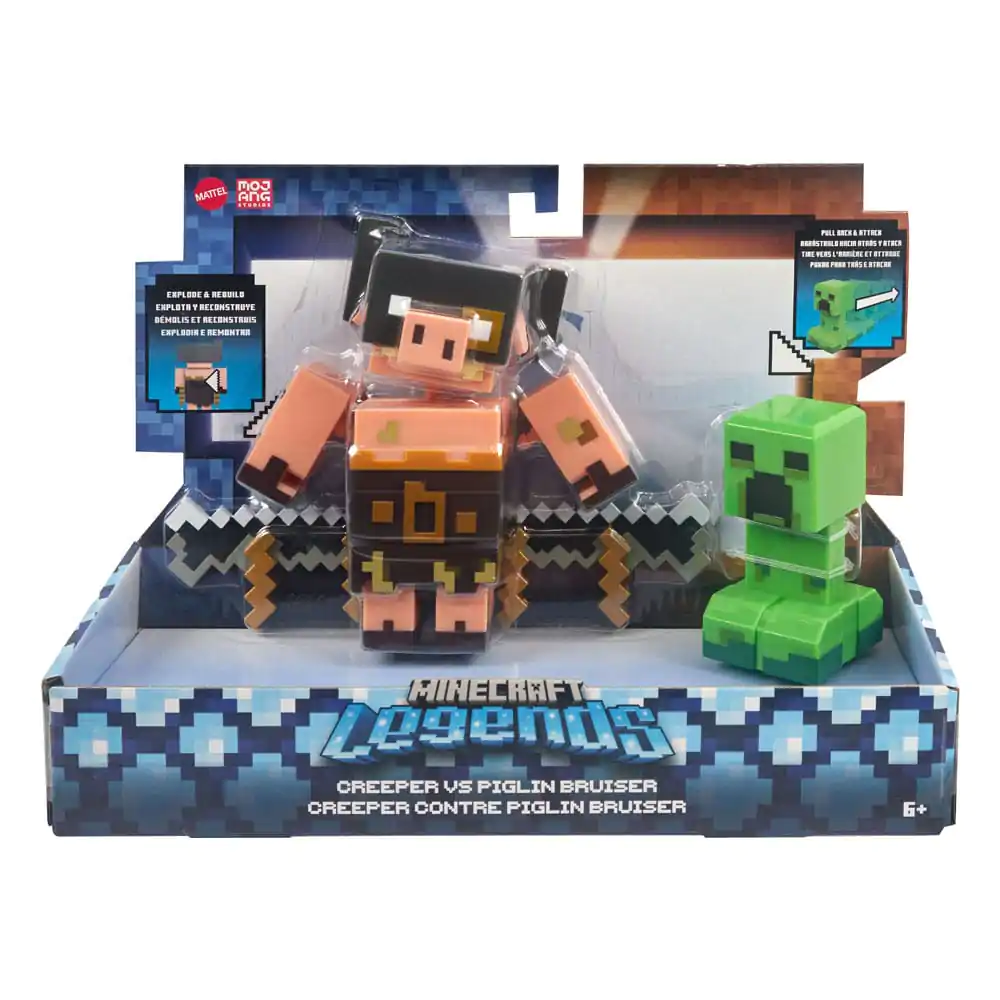 Minecraft Legends Creeper vs Piglin Bruiser 2 db-os akciófigura csomag 8 cm termékfotó