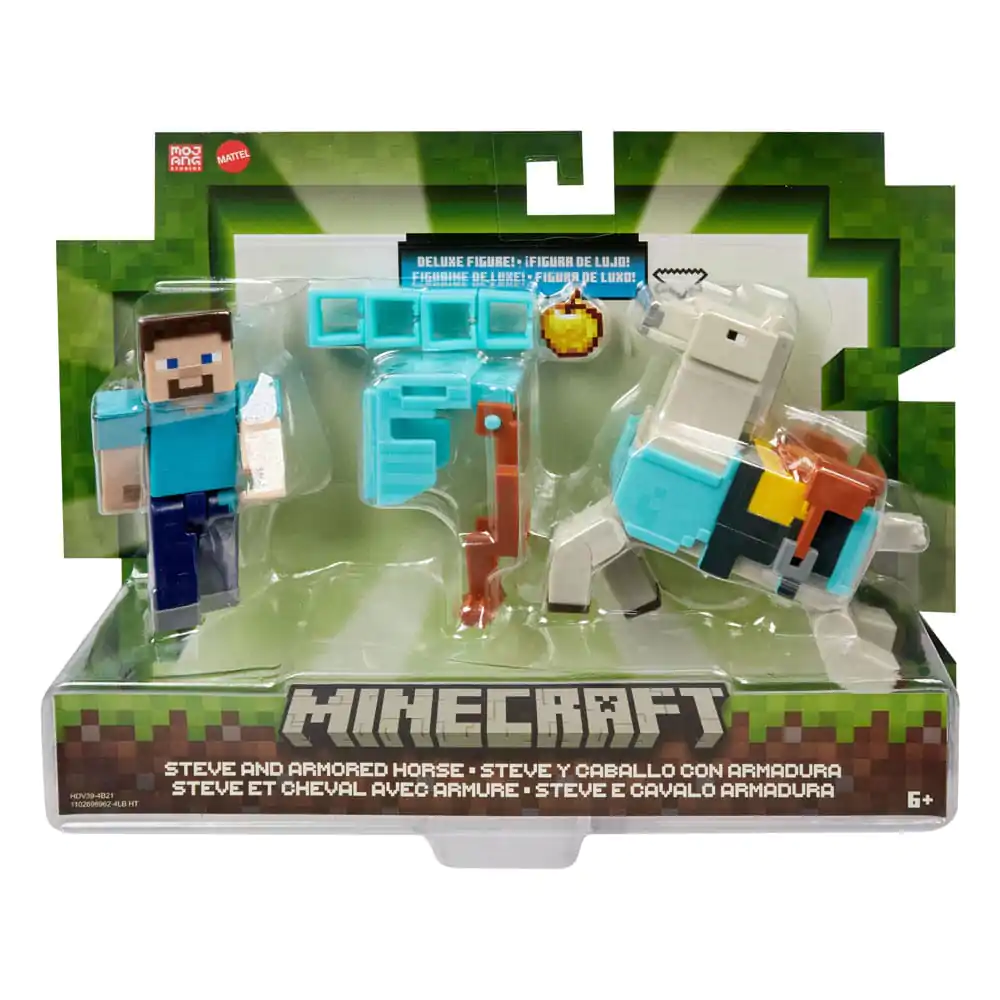 Minecraft Steve &amp; Armored Horse 2 db-os akciófigura csomag 8 cm termékfotó