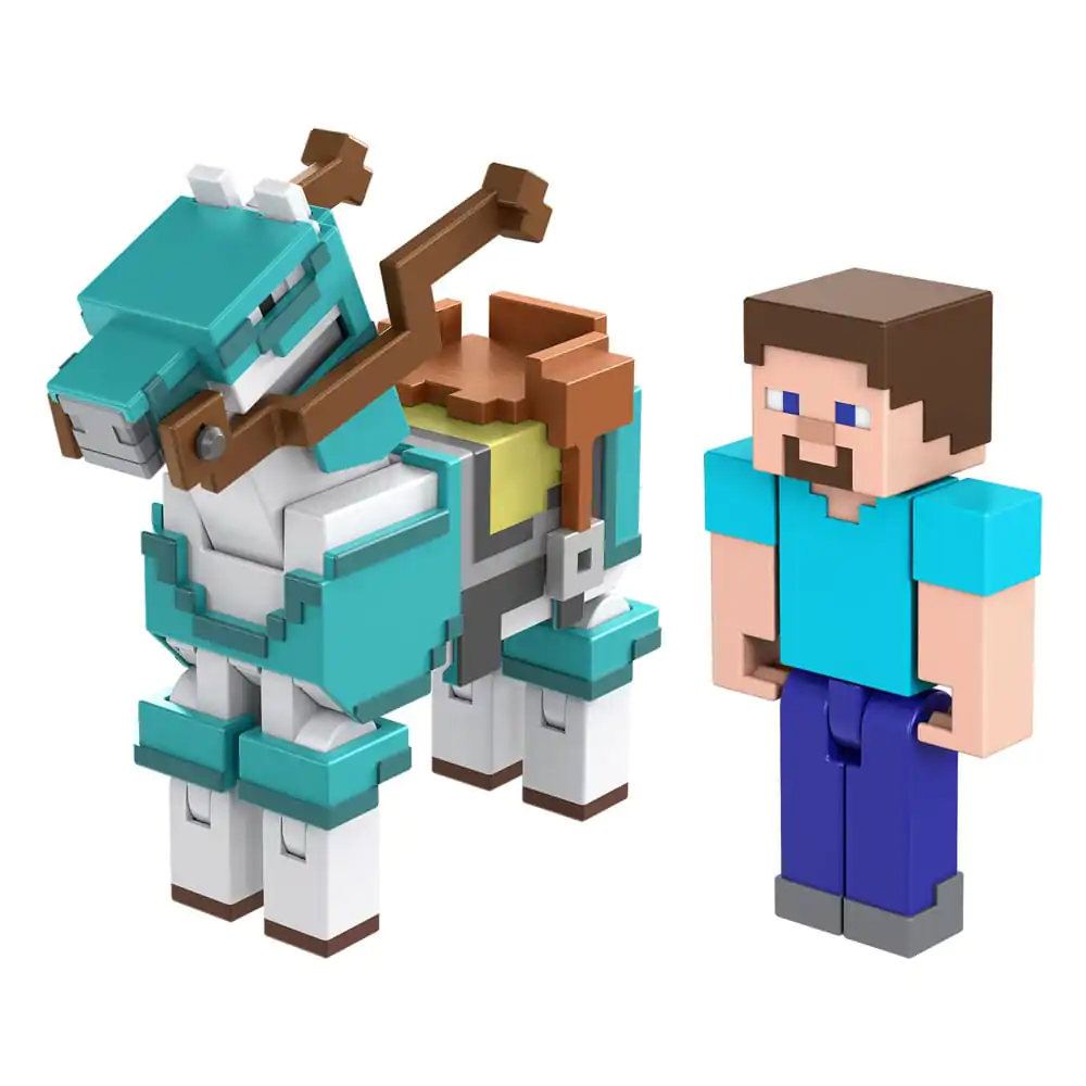 Minecraft Steve &amp; Armored Horse 2 db-os akciófigura csomag 8 cm termékfotó