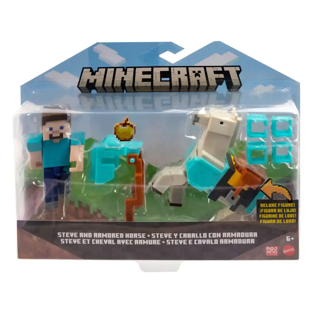Minecraft Steve &amp; Armored Horse 2 db-os akciófigura csomag 8 cm termékfotó