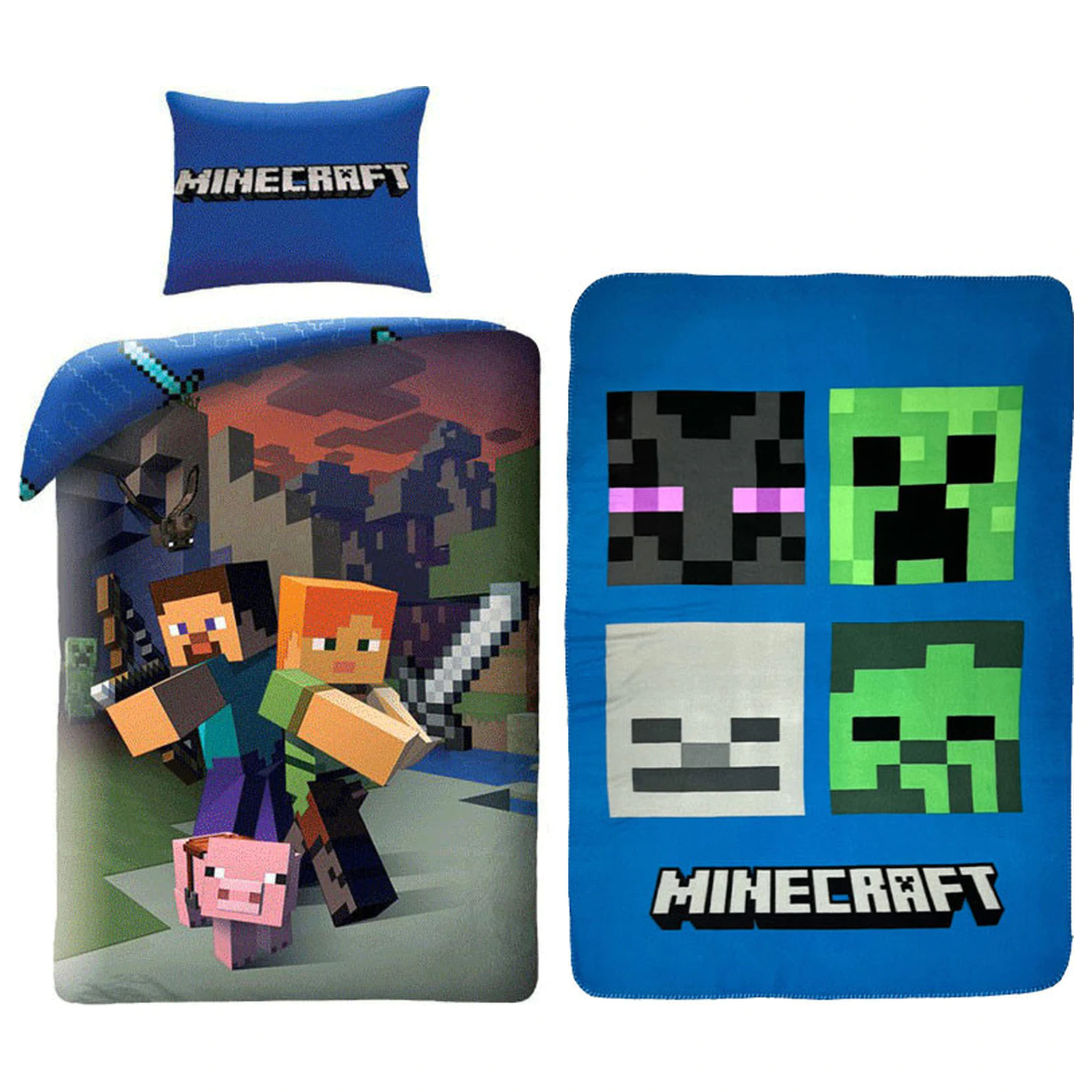 Minecraft Steve and Alex ágyneműhuzat és polár takaró szett termékfotó