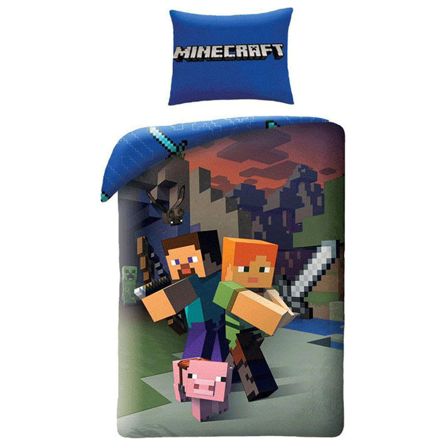 Minecraft Steve and Alex ágyneműhuzat és polár takaró szett termékfotó