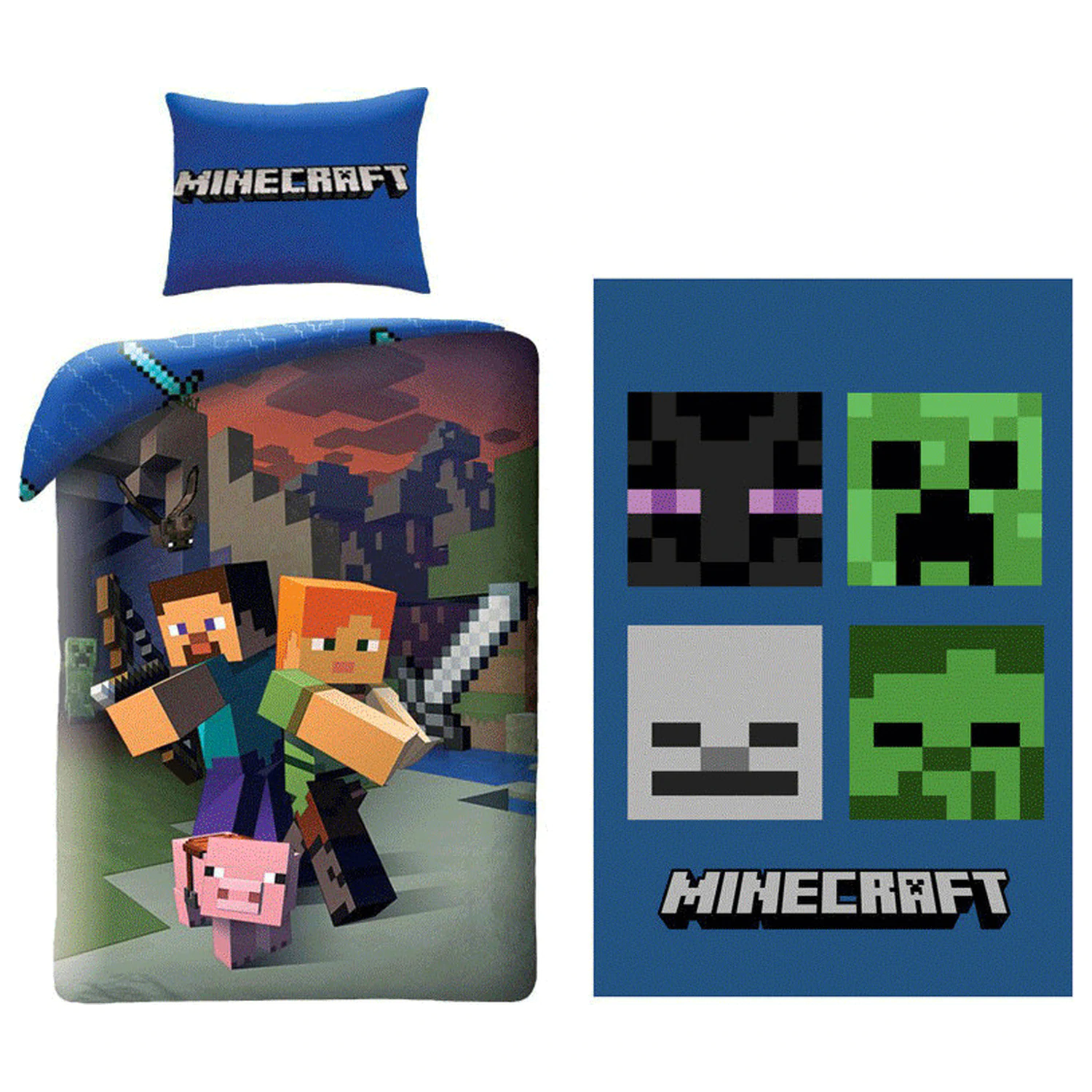 Minecraft Steve and Alex ágyneműhuzat és polár takaró szett termékfotó