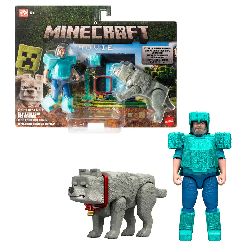 Minecraft The Movie Steve & Wolf 2db-os figura csomag termékfotó