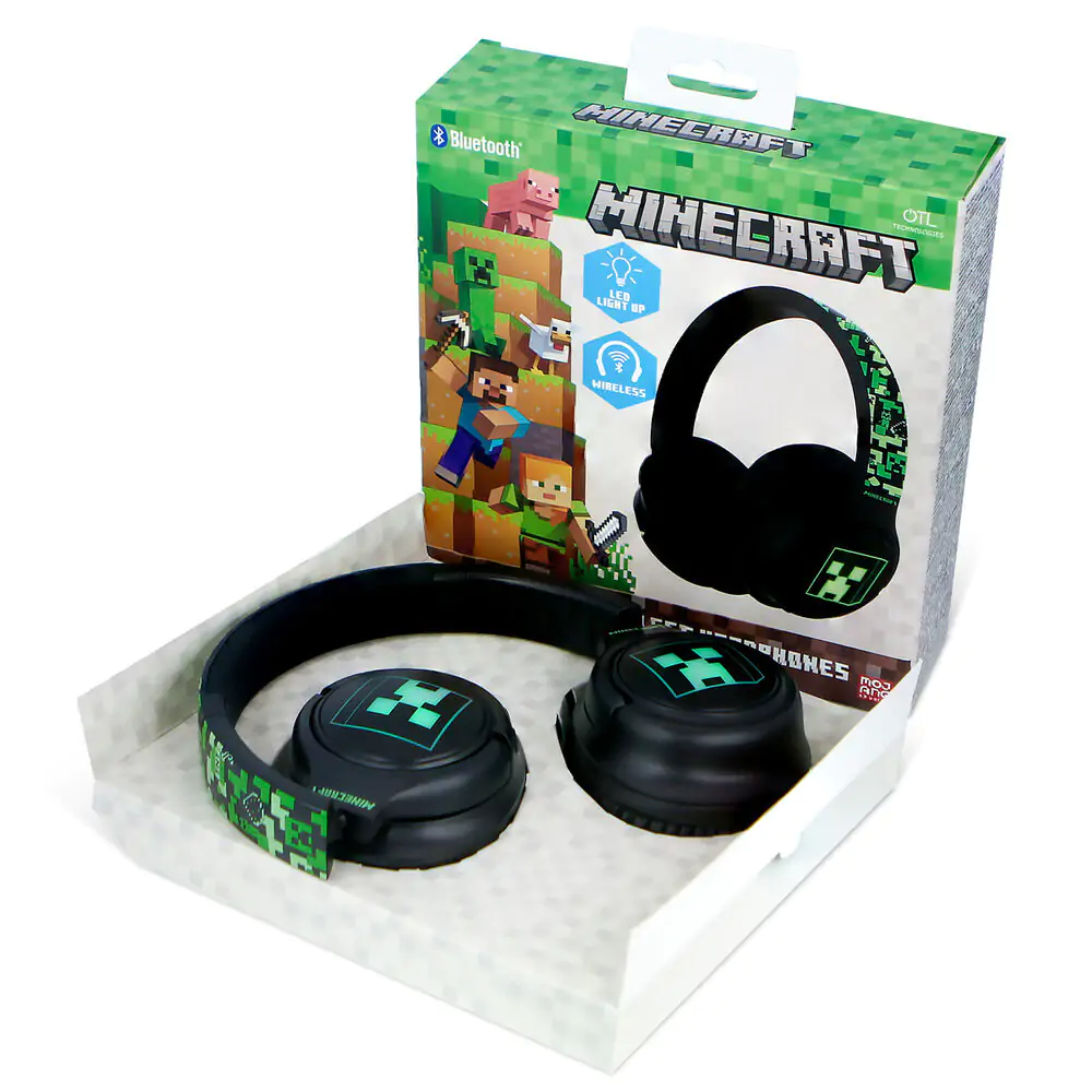 Minecraft vezeték nélküli LED fejhallgató fülhallgató termékfotó