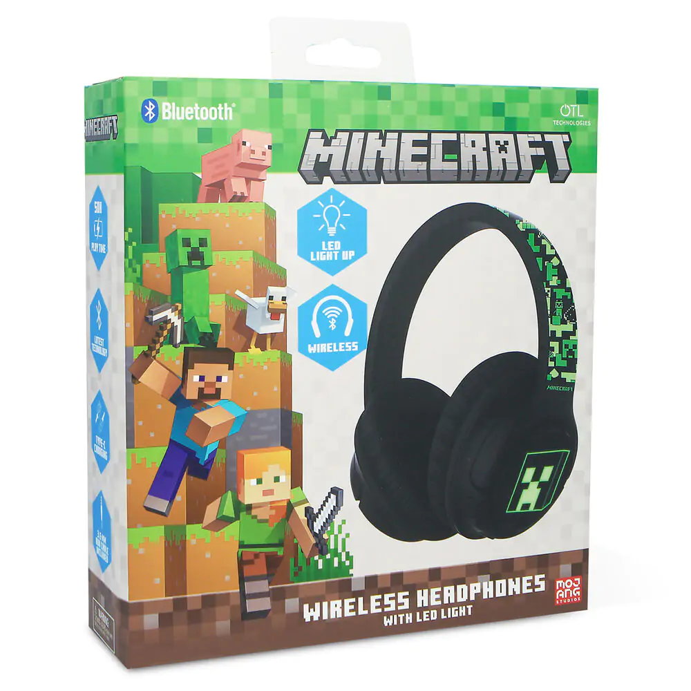 Minecraft vezeték nélküli LED fejhallgató fülhallgató termékfotó