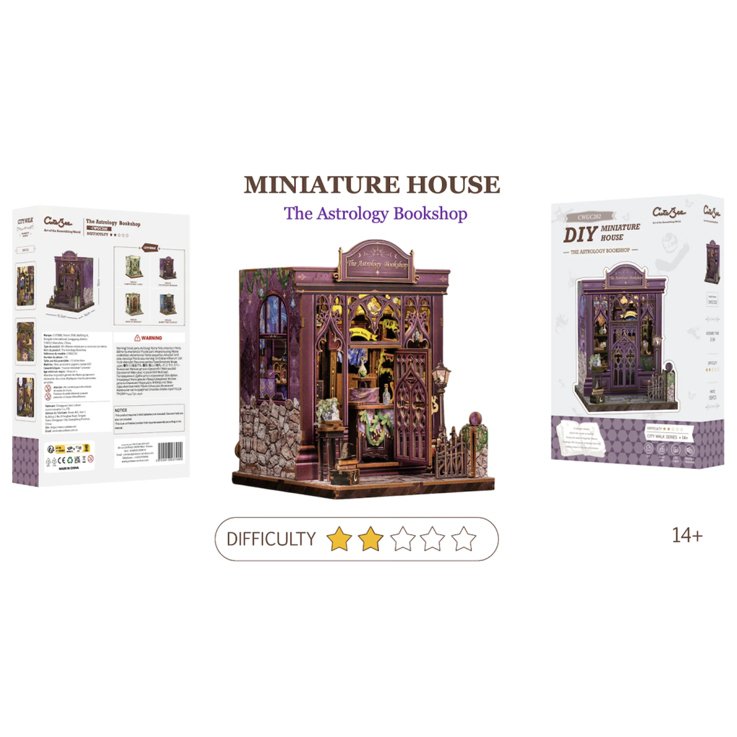Miniature House DIY Astrology Bookshop LED Light építőkészlet 155 db termékfotó