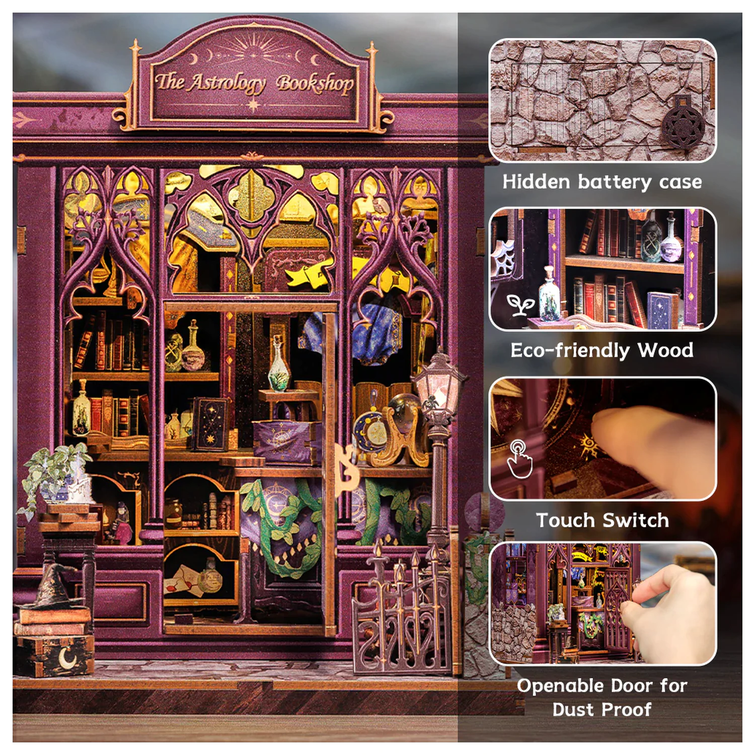 Miniature House DIY Astrology Bookshop LED Light építőkészlet 155 db termékfotó