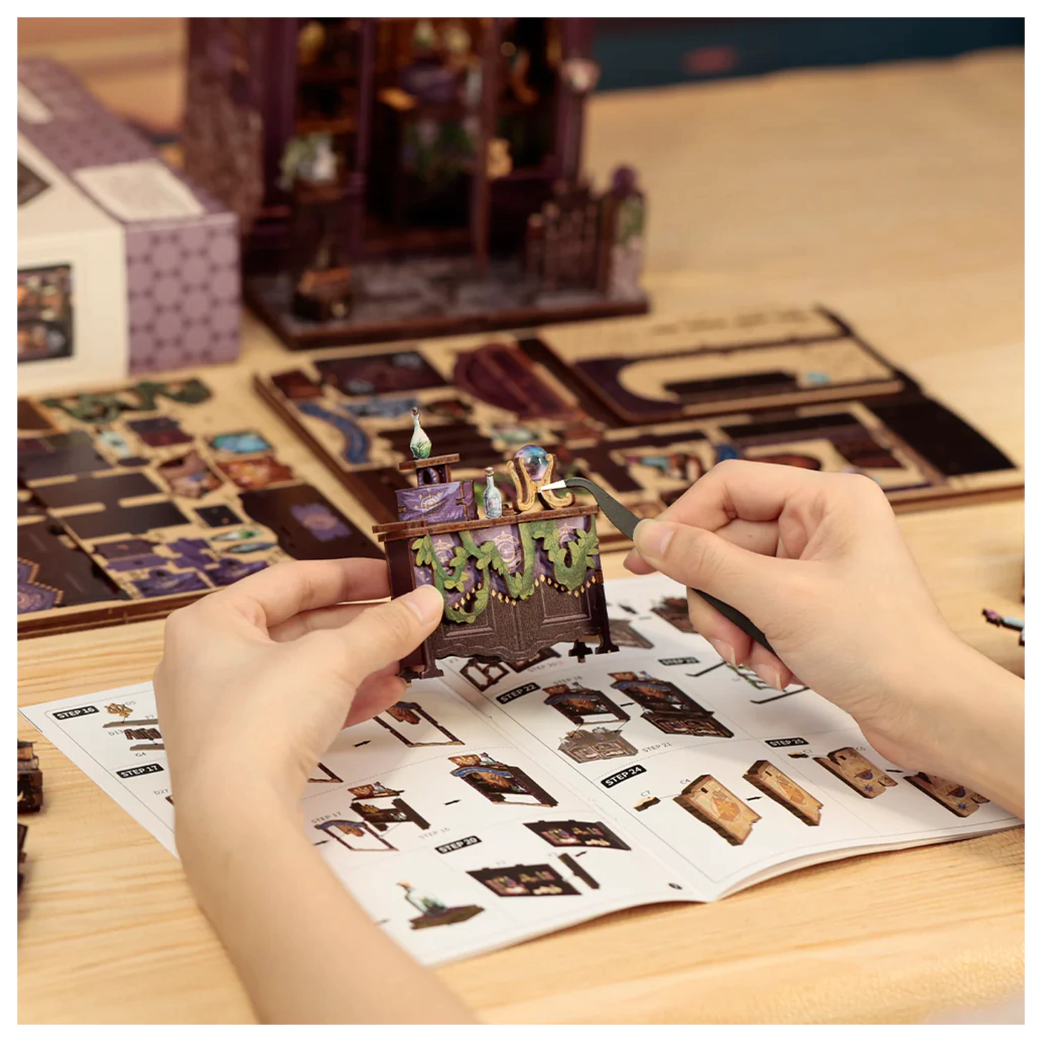 Miniature House DIY Astrology Bookshop LED Light építőkészlet 155 db termékfotó