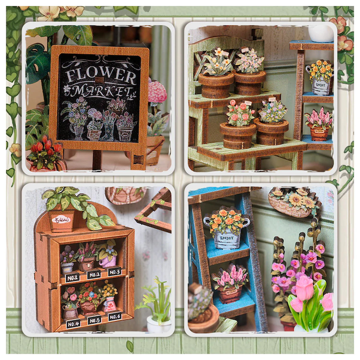 Miniature House DIY Champs-Élysées Florist LED Light építőkészlet 199 db termékfotó