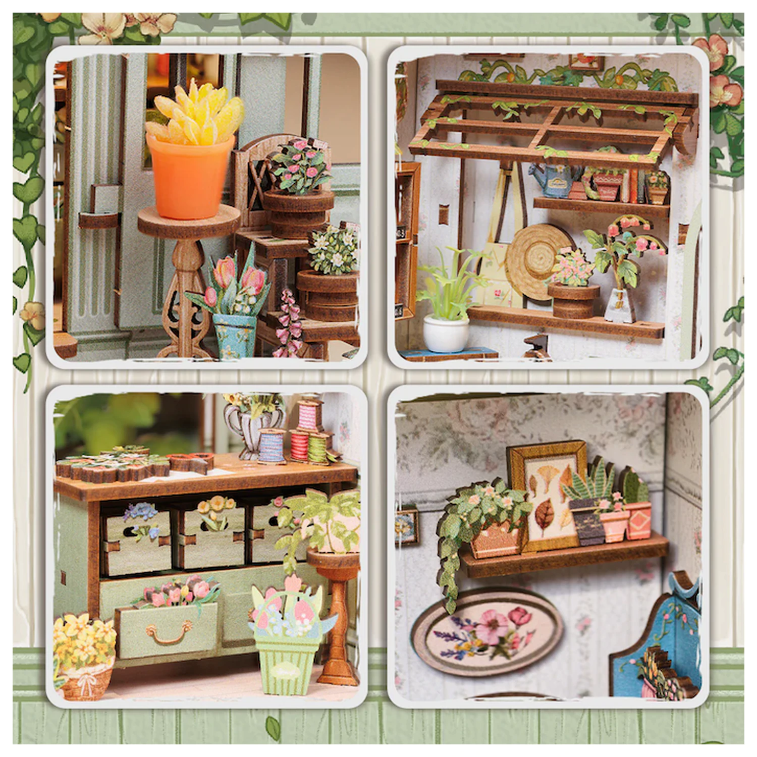 MINIATURE HOUSE DIY Green Life Bookshop LED Light építőkészlet 196 db termékfotó