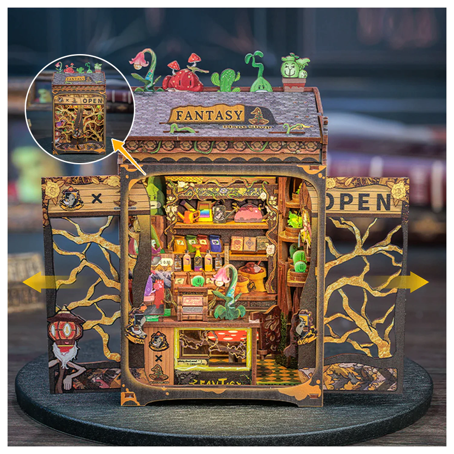 MINIATURE HOUSE Fantasy Plant Shop + LED Light DIY építőkészlet 146 db-os termékfotó