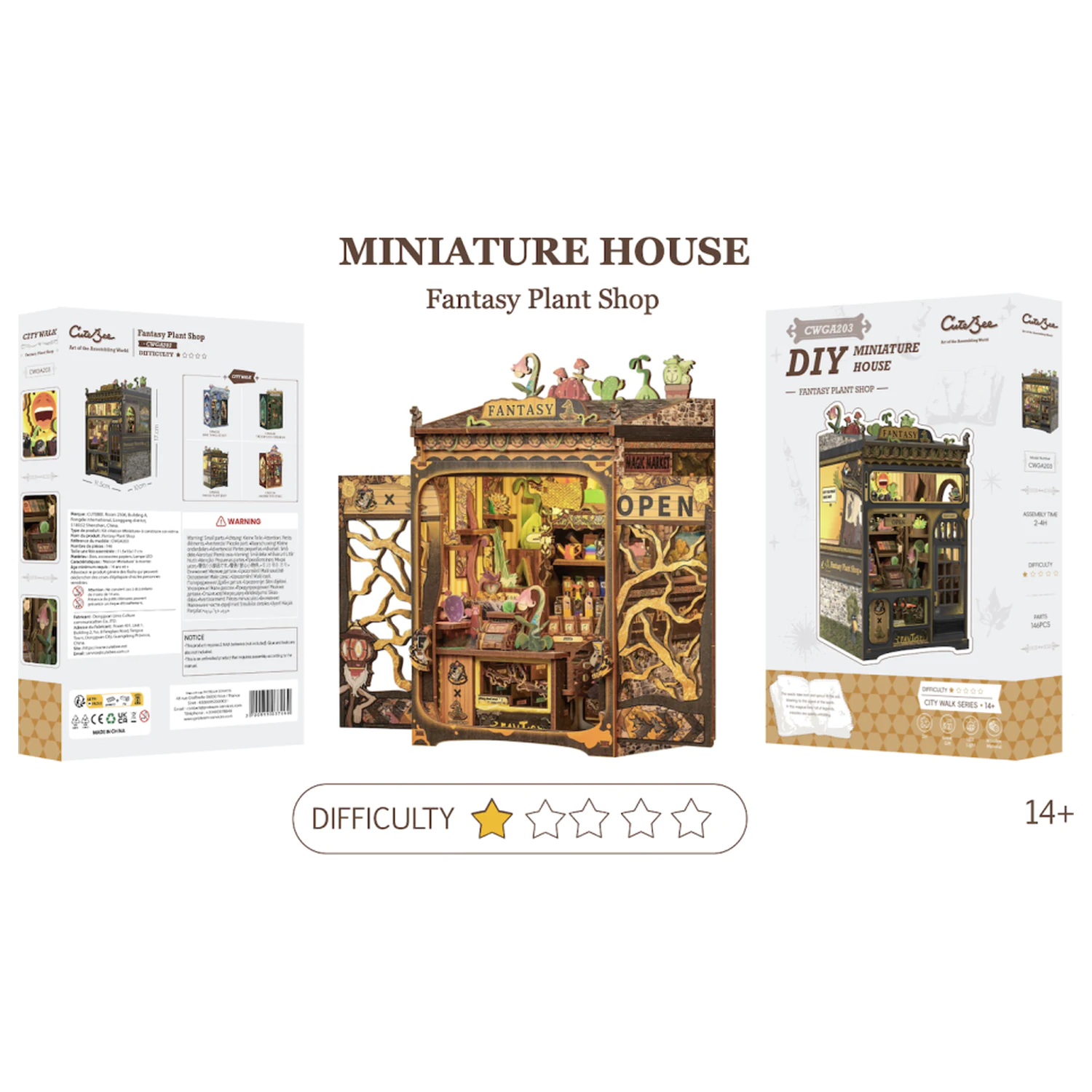 MINIATURE HOUSE Fantasy Plant Shop + LED Light DIY építőkészlet 146 db-os termékfotó