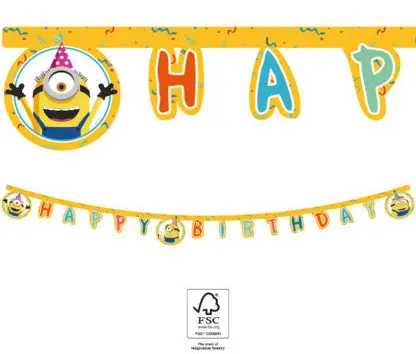 Minions 2 The Rise of Gru, Minyonok Happy Birthday felirat FSC 2 m termékfotó