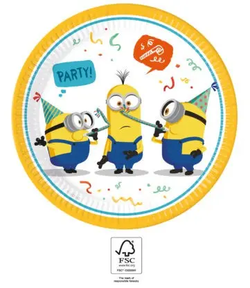 Minions 2 The Rise of Gru, Minyonok papírtányér 8 db-os 23 cm FSC termékfotó