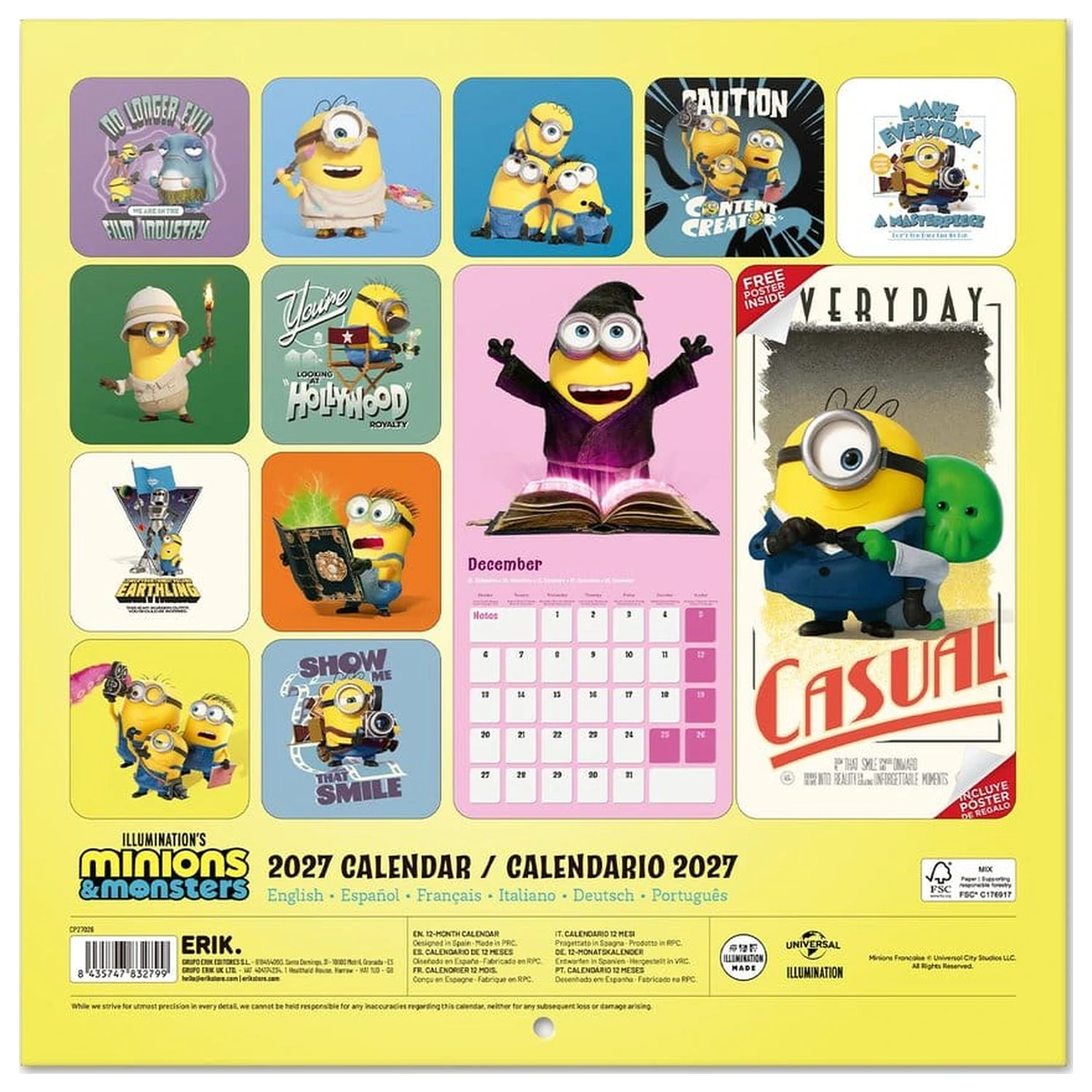 Minions fali naptár 2027 30 x 30 cm termékfotó