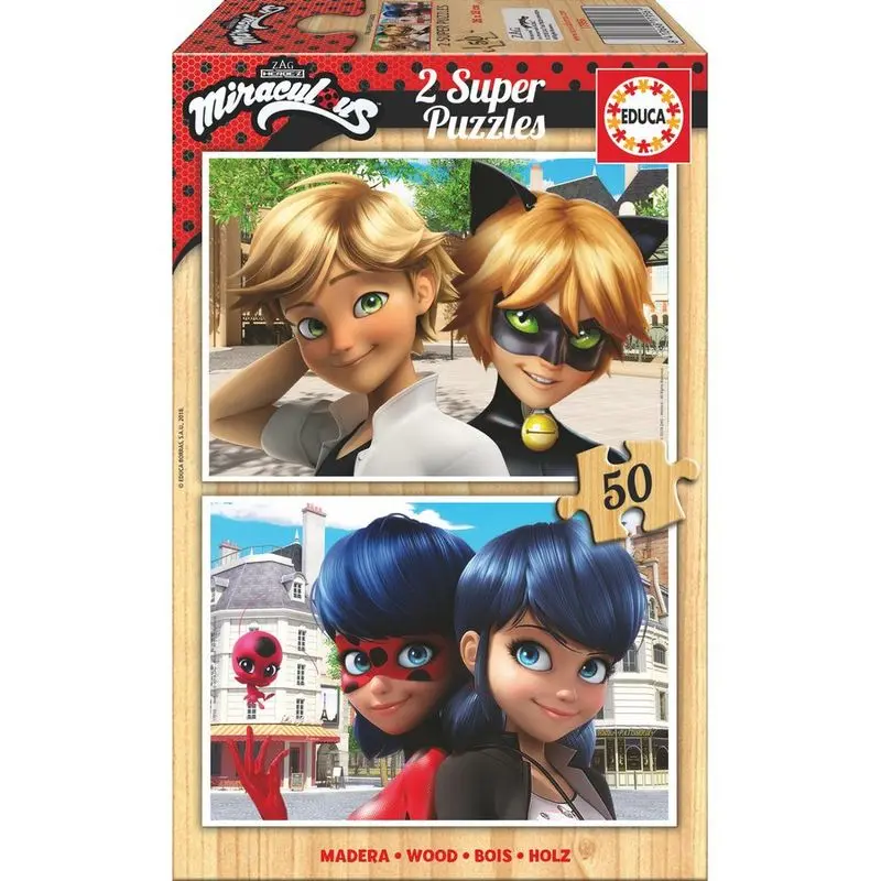Miraculous Ladybug fa puzzle 2x50db-os termékfotó