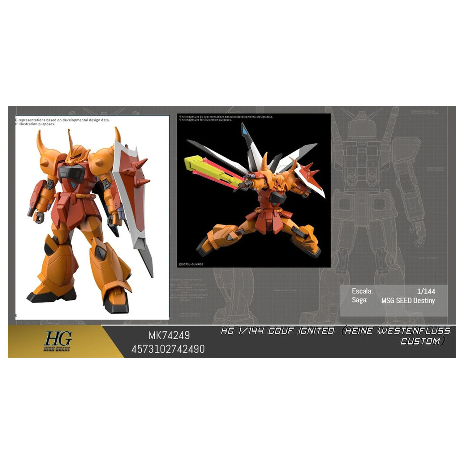 Mobile Suit Gundam HG 1/144 Gouf Ignited Heine Westenfluss custom modell készlet termékfotó