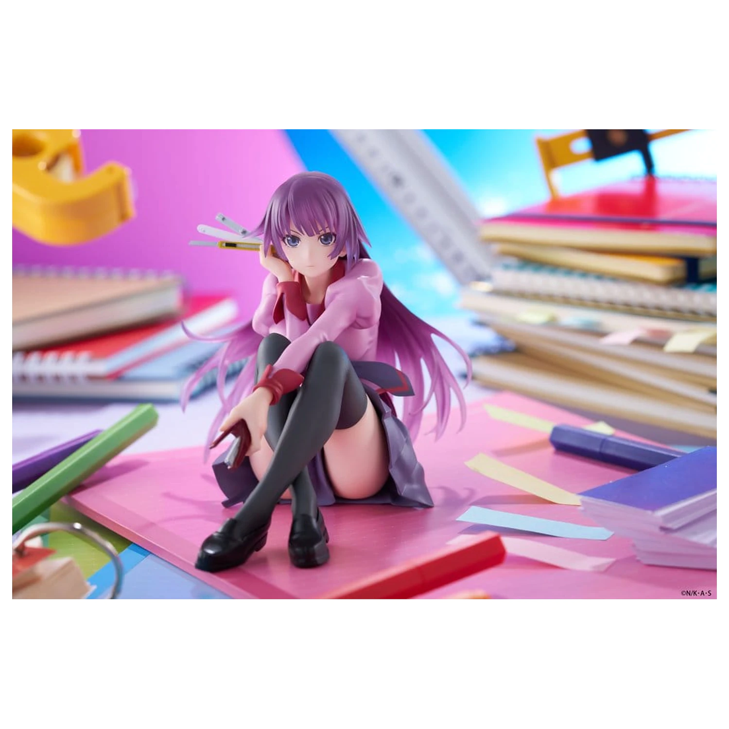 Monogatari Desktop Cute Figure Hitagi Senjougahara PVC szobor figura 13 cm termékfotó