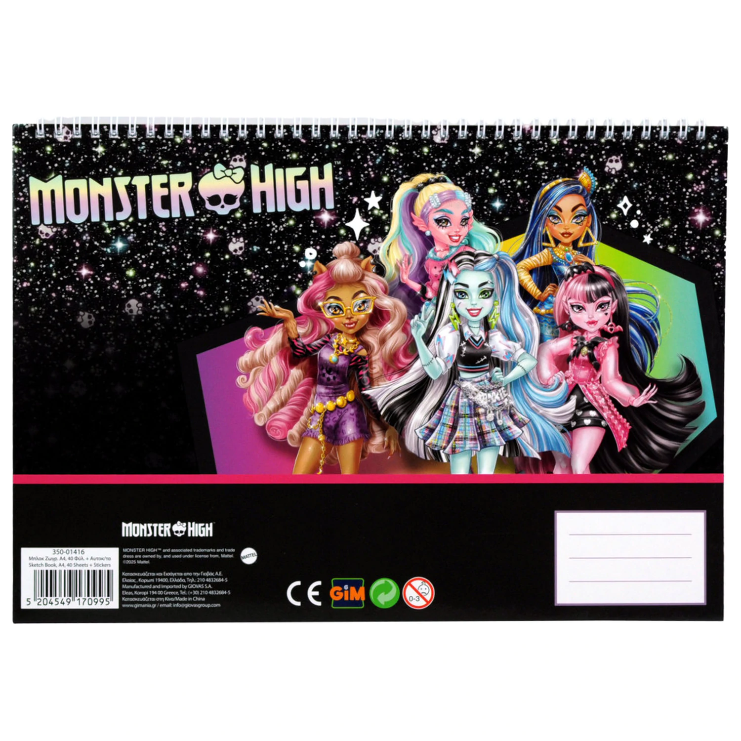 Monster High Crew A/4 spirál vázlatfüzet 40 lapos matricával termékfotó