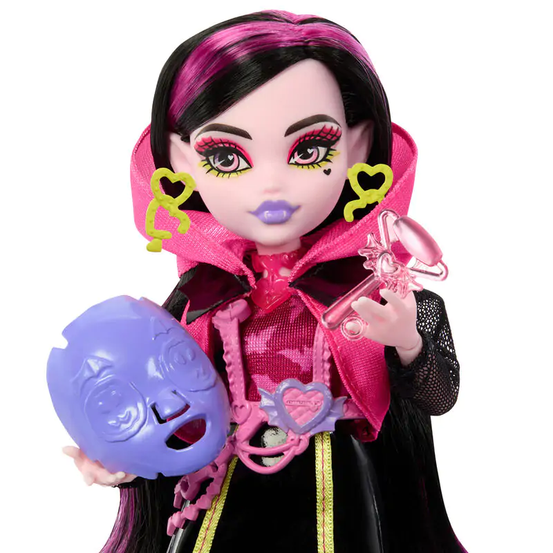 Monster High Skullmate Secrets Neon Frights Draculaura játék baba 25cm termékfotó