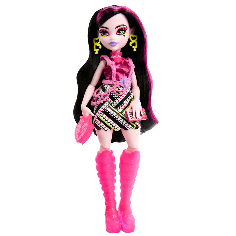 Monster High Skullmate Secrets Neon Frights Draculaura játék baba 25cm termékfotó
