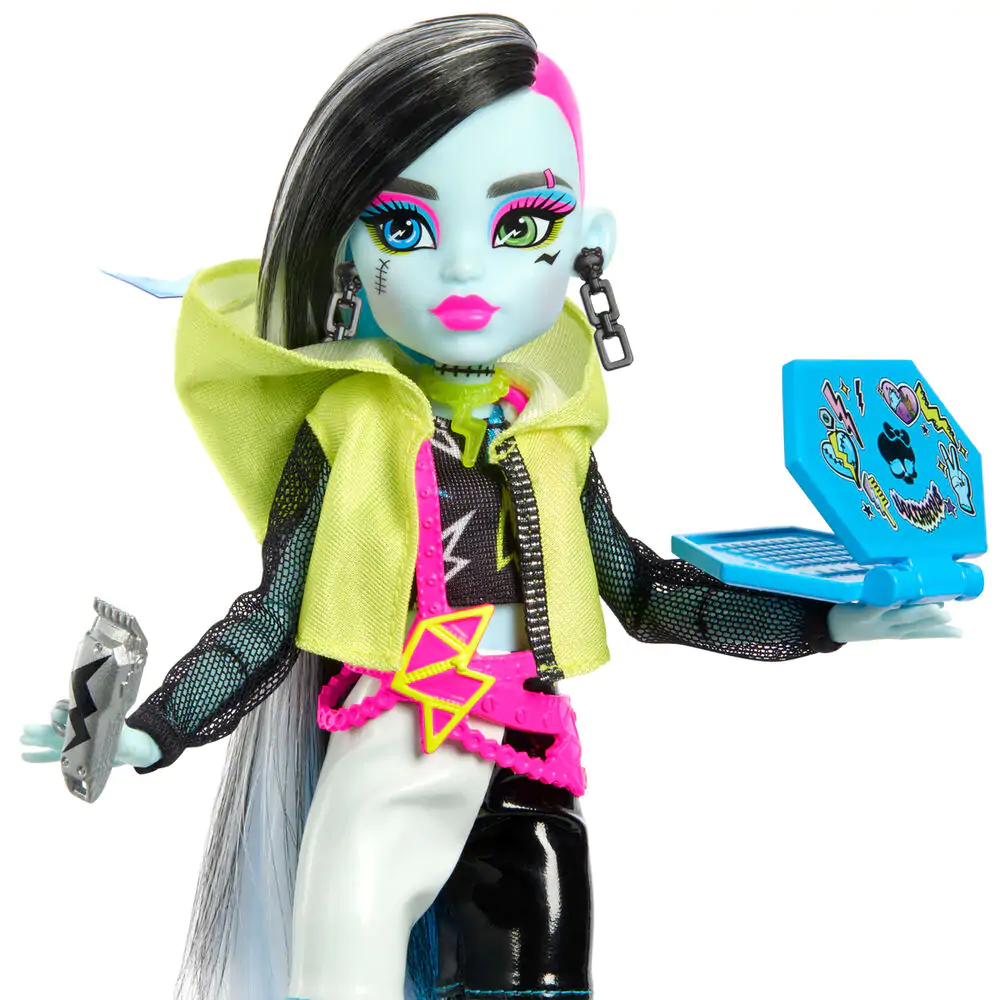 Monster High Skullmate Secrets Neon Frights Frankie Stein játék baba 25cm termékfotó