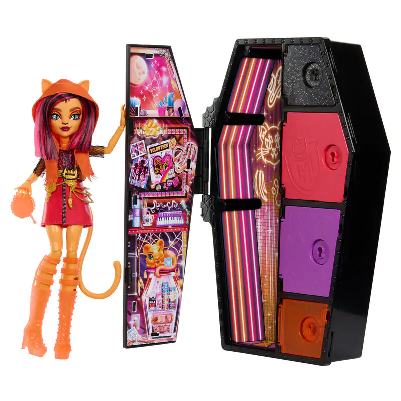 Monster High Skullmate Secrets Neon Frights Toralei játék baba 25cm termékfotó