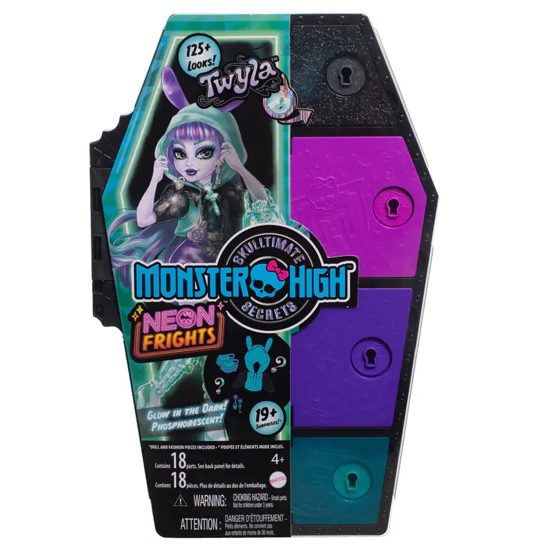 Monster High Skullmate Secrets Neon Frights Twyla játék baba 25cm termékfotó