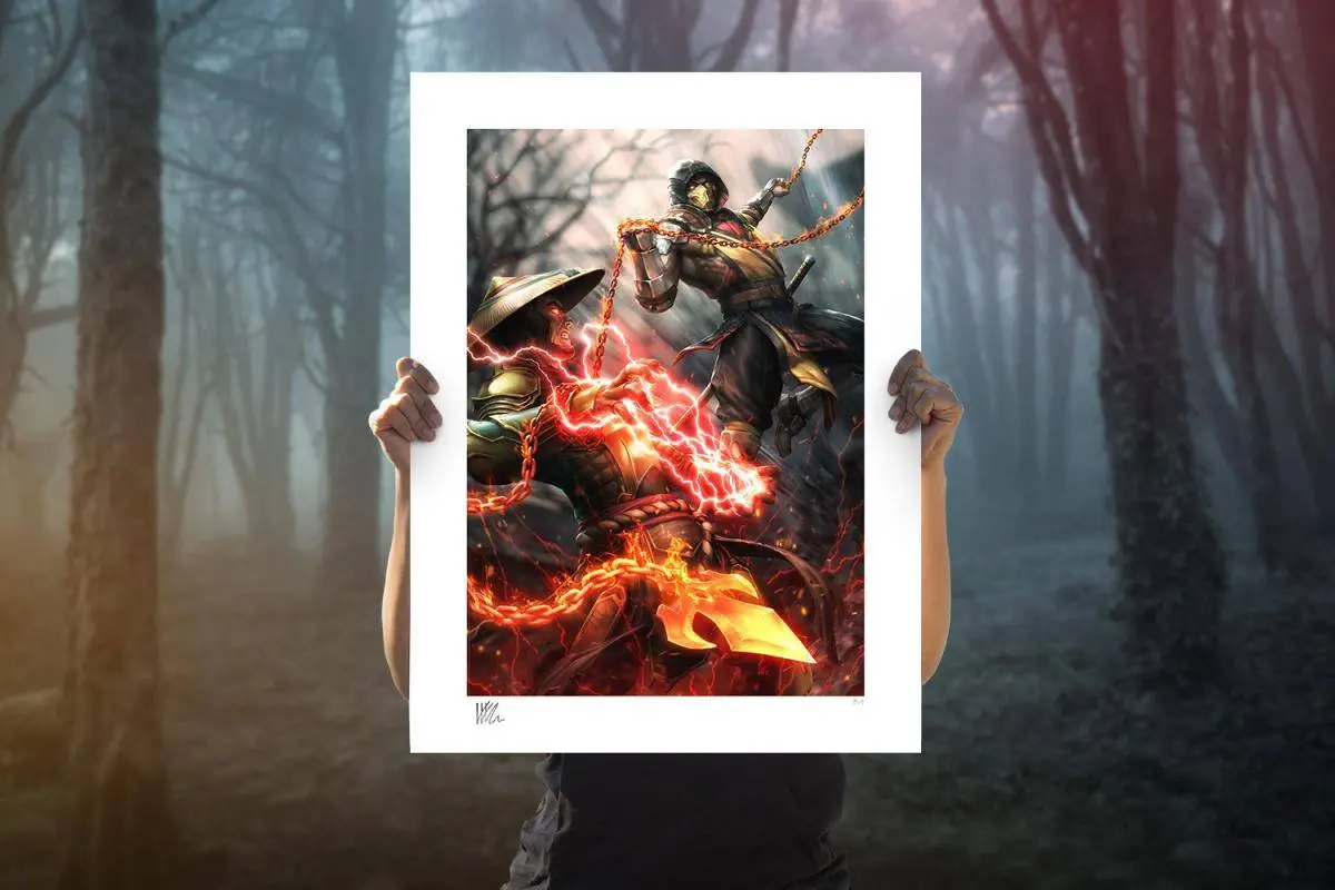 Mortal Kombat Art Print Scorpion vs Raiden 46 x 61 cm - keretezetlen vászonkép termékfotó