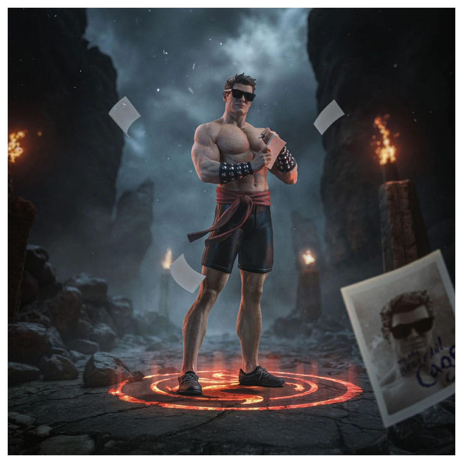 Mortal Kombat Art Scale 1/10 Johnny Cage szobor figura 24 cm termékfotó